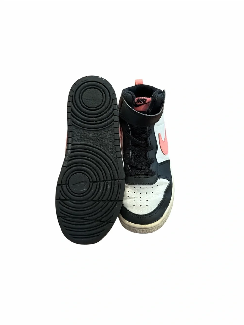 Nike Kids Mid-Top Sneakers in Black, White & Pink